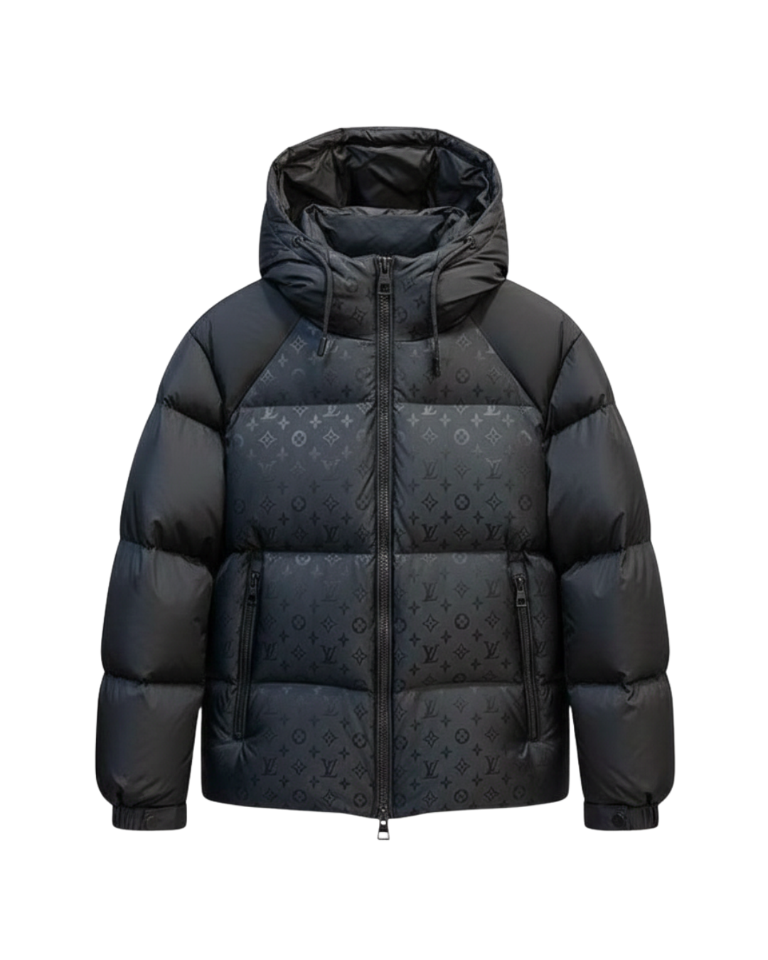 Puffer gris con patrón integral moderno