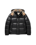 Puffer negro con interior a cuadros