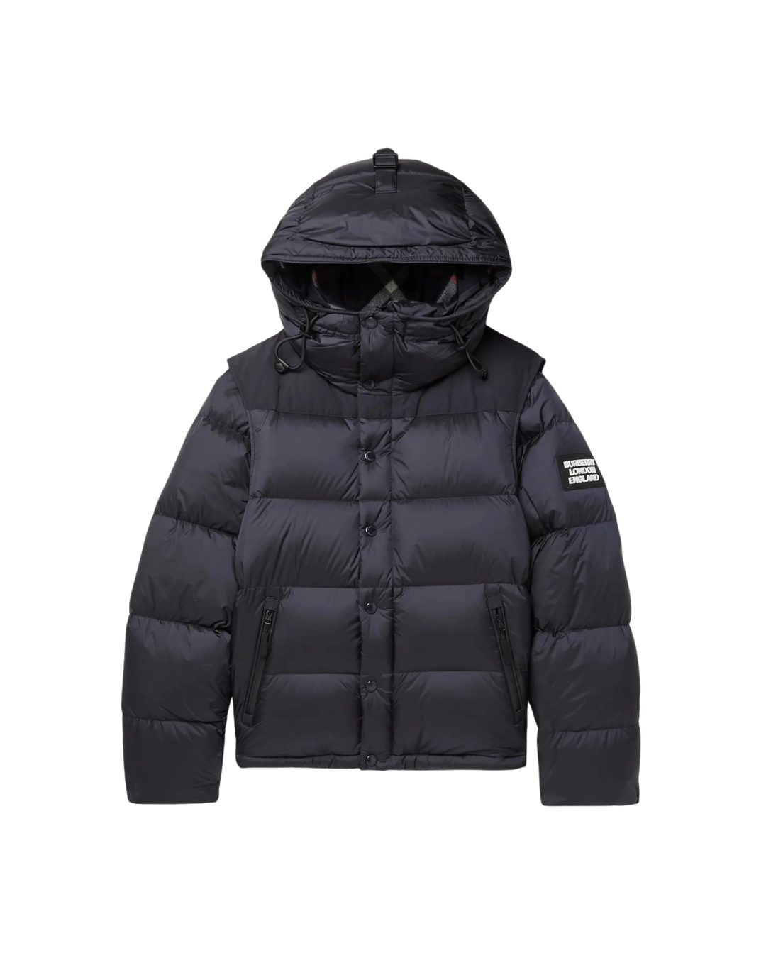 Puffer gris oscuro con botones frontales