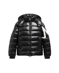Puffer negro brillante efecto lacado