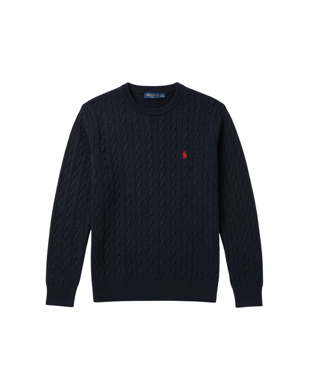 Jersey azul marino trenzado logo bordado