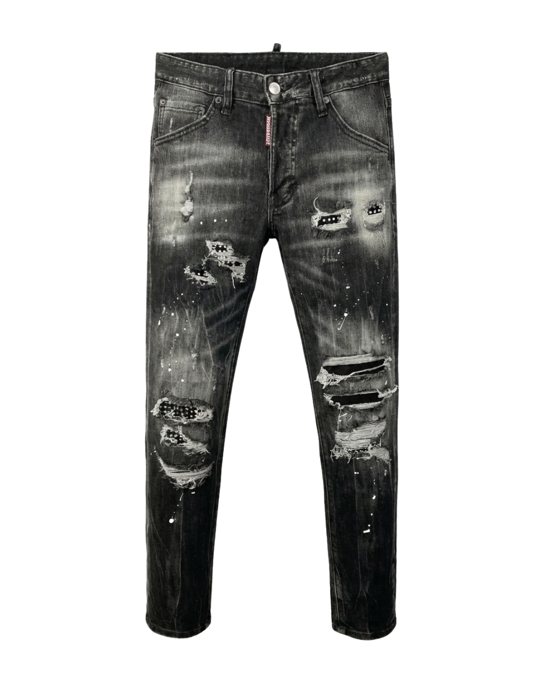 Pantalón vaquero negro con detalles metálicos