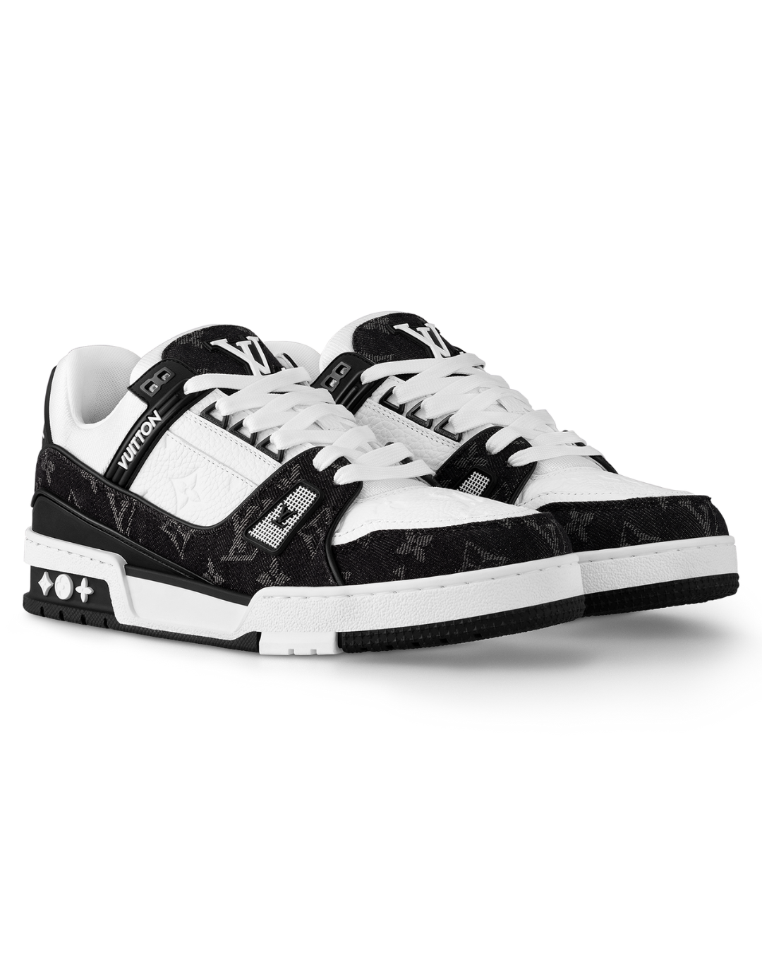 Zapatilla runner blanco y negro con puntera texturizada